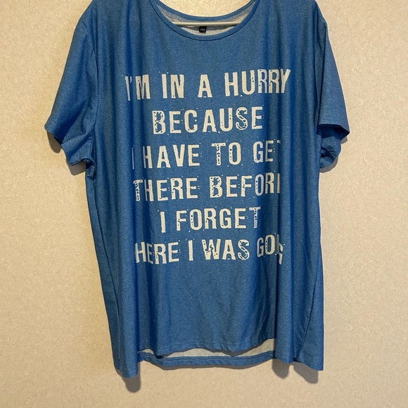 Tops - Women’s Plus Size Graphic Tee Shirt, Blue In Color, And Size 5XL